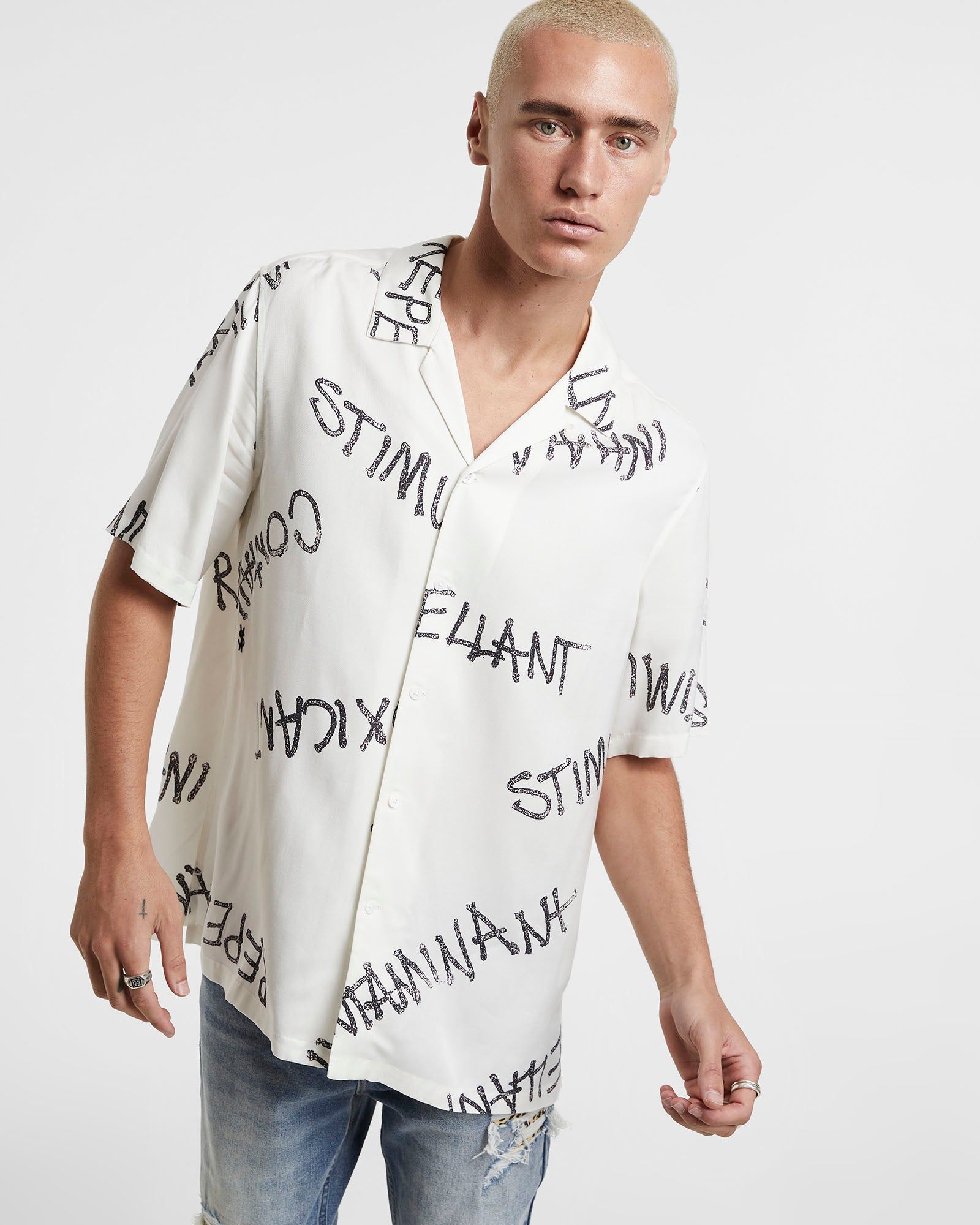 INTOXICANT RESORT SS SHIRT WHITE sold by Ksubi