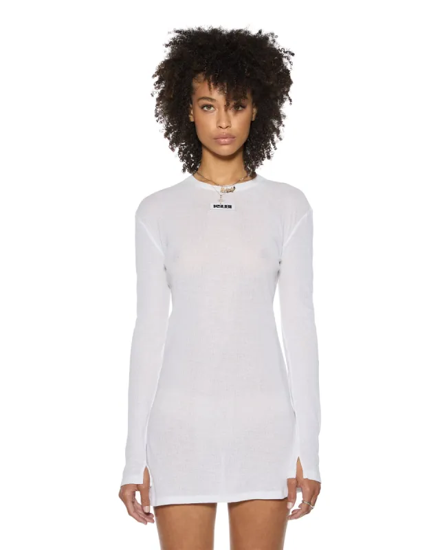 CRAWFORD LS MINI DRESS WHITE made by Ksubi