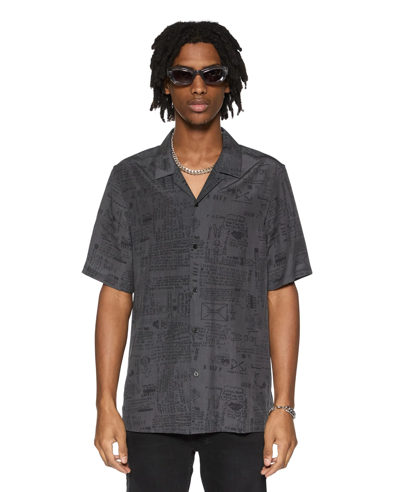 VERSES RESORT SS SHIRT BLACK sold by Ksubi