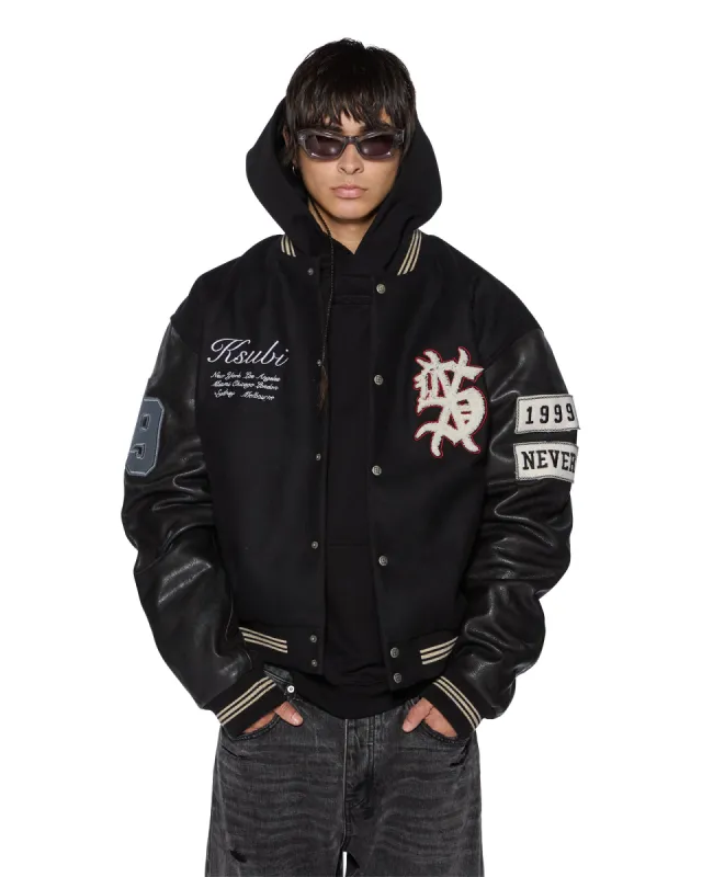PLAYOFF VARSITY JACKET BLACK sold by Ksubi