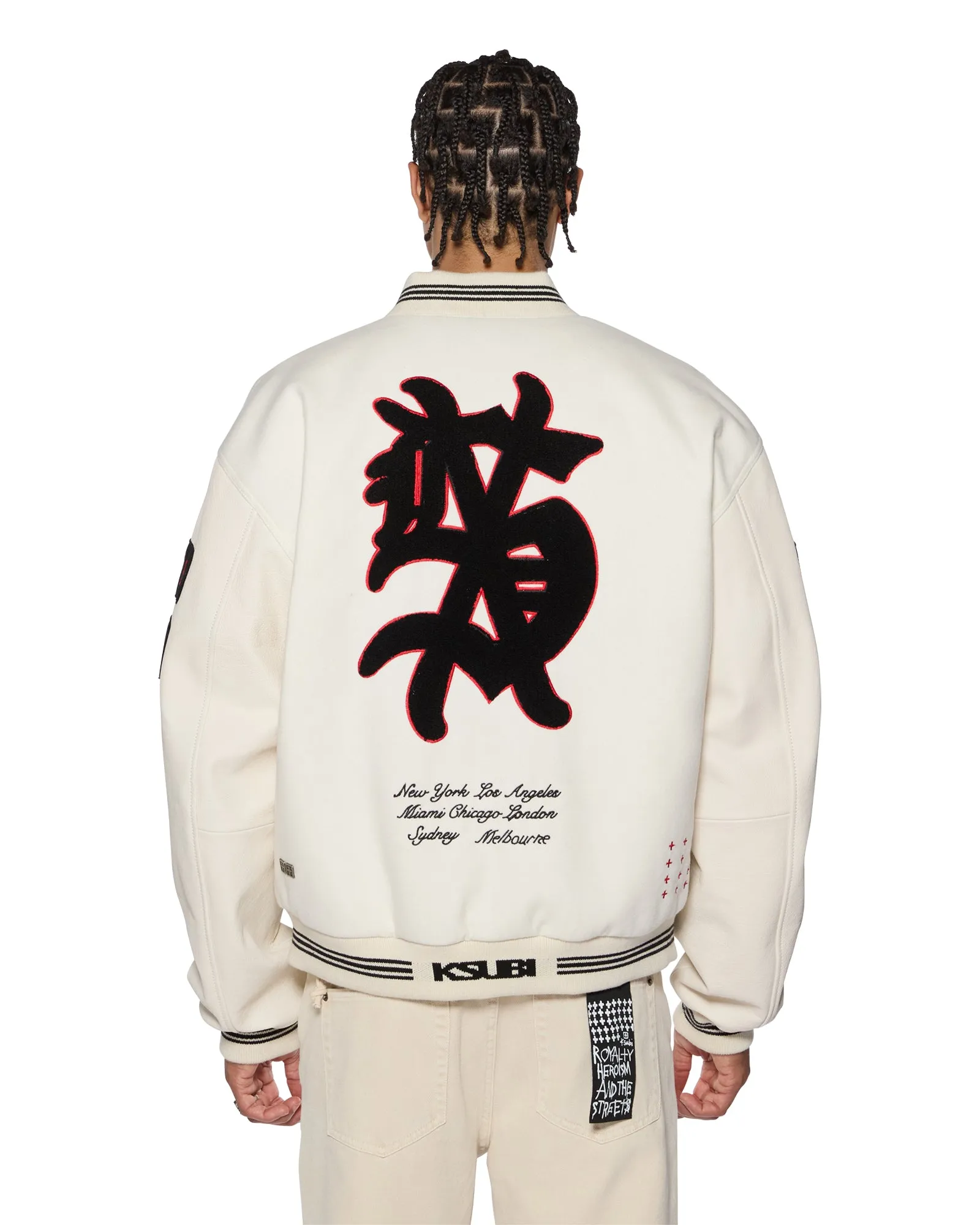 PLAYOFF VARSITY JACKET ECRU sold by Ksubi