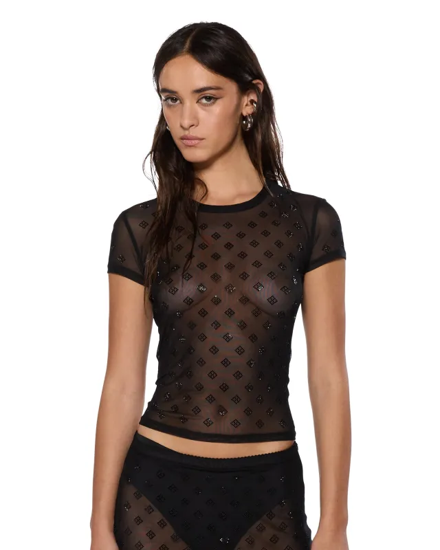MESH SS TOP DIAMANTE sold by Ksubi