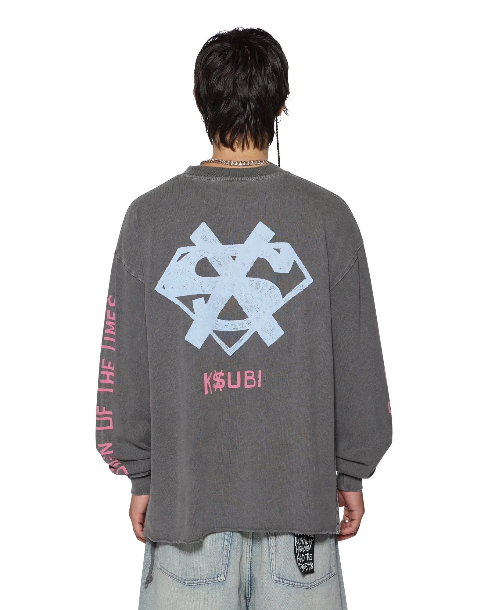 THE SIGN EKCESS LS TEE CHARCOAL sold by Ksubi