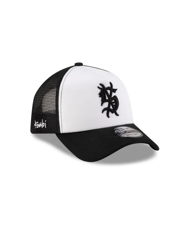 KSUBI X NEW ERA 9FORTY A-FRAME TRUCKER CAP BLACK/WHITE made by Ksubi