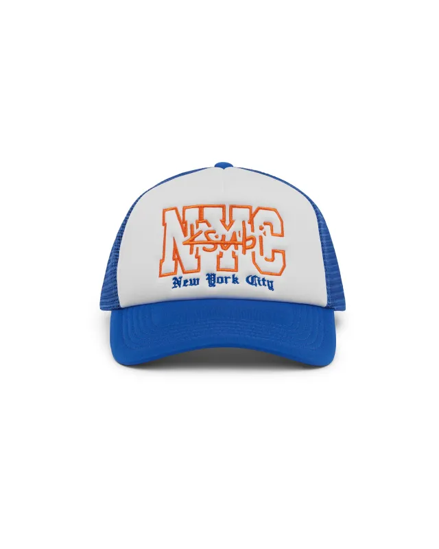 NYC AND THE STREETS TRUCKER CAP BLUE sold by Ksubi