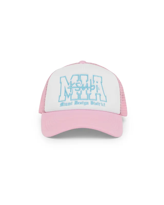MIAMI AND THE STREETS TRUCKER CAP PINK made by Ksubi