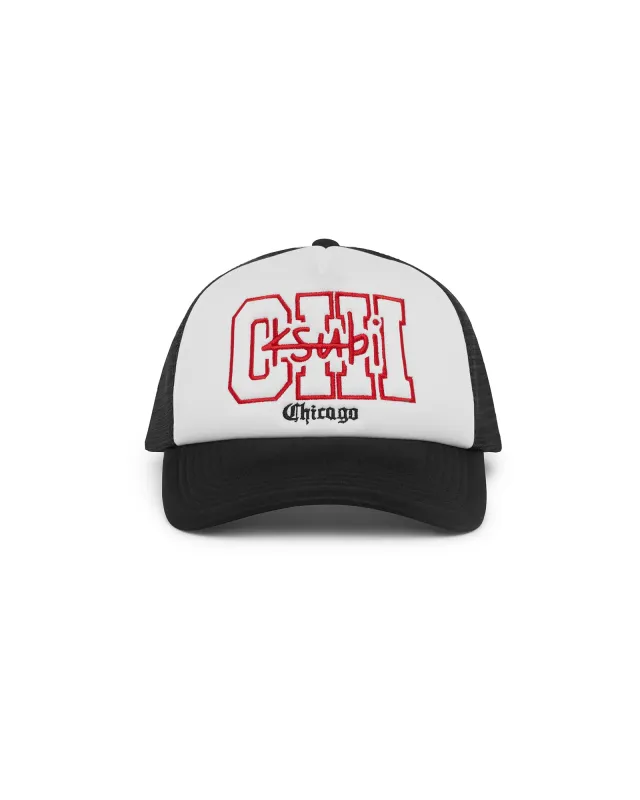 CHICAGO AND THE STREETS TRUCKER CAP BLACK sold by Ksubi