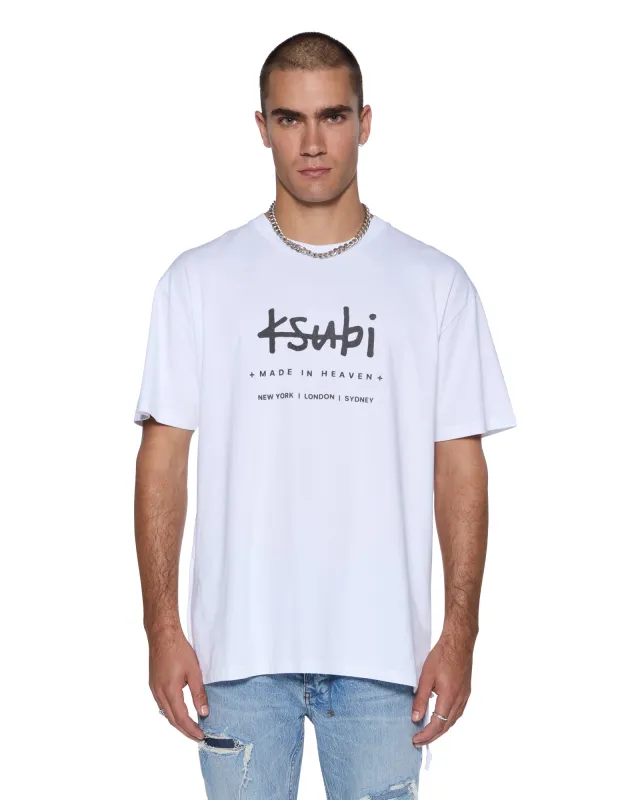 PLATED BIGGIE SS TEE TRU WHITE sold by Ksubi