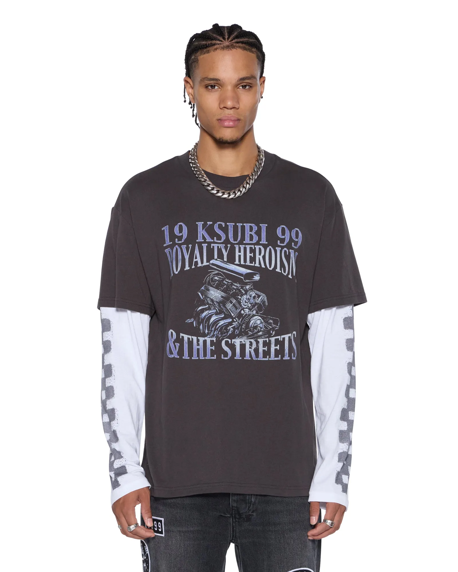 ENGINE LS LAYER TEE FADED BLACK sold by Ksubi