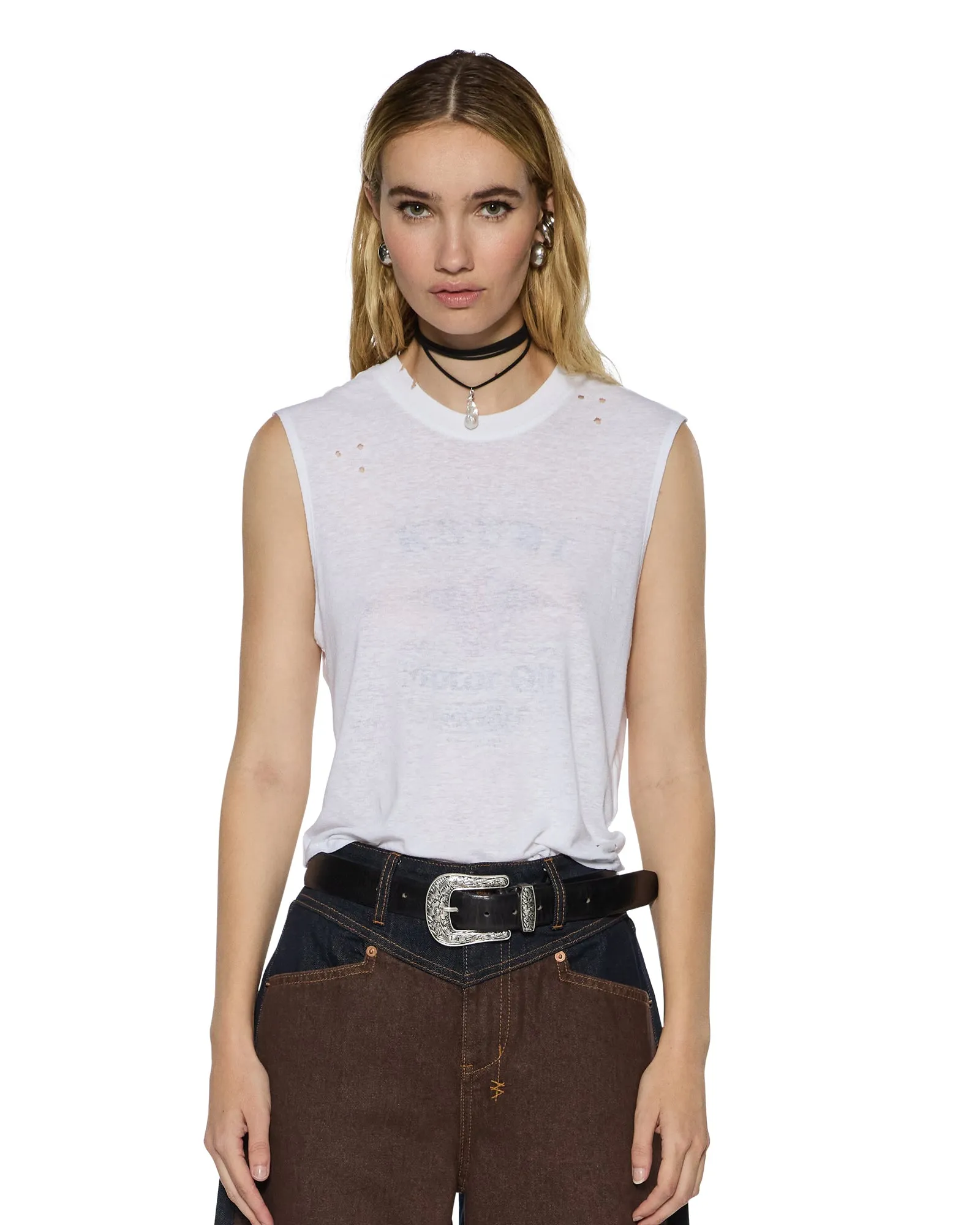 MOTOR OIL MOSS TANK WHITE sold by Ksubi