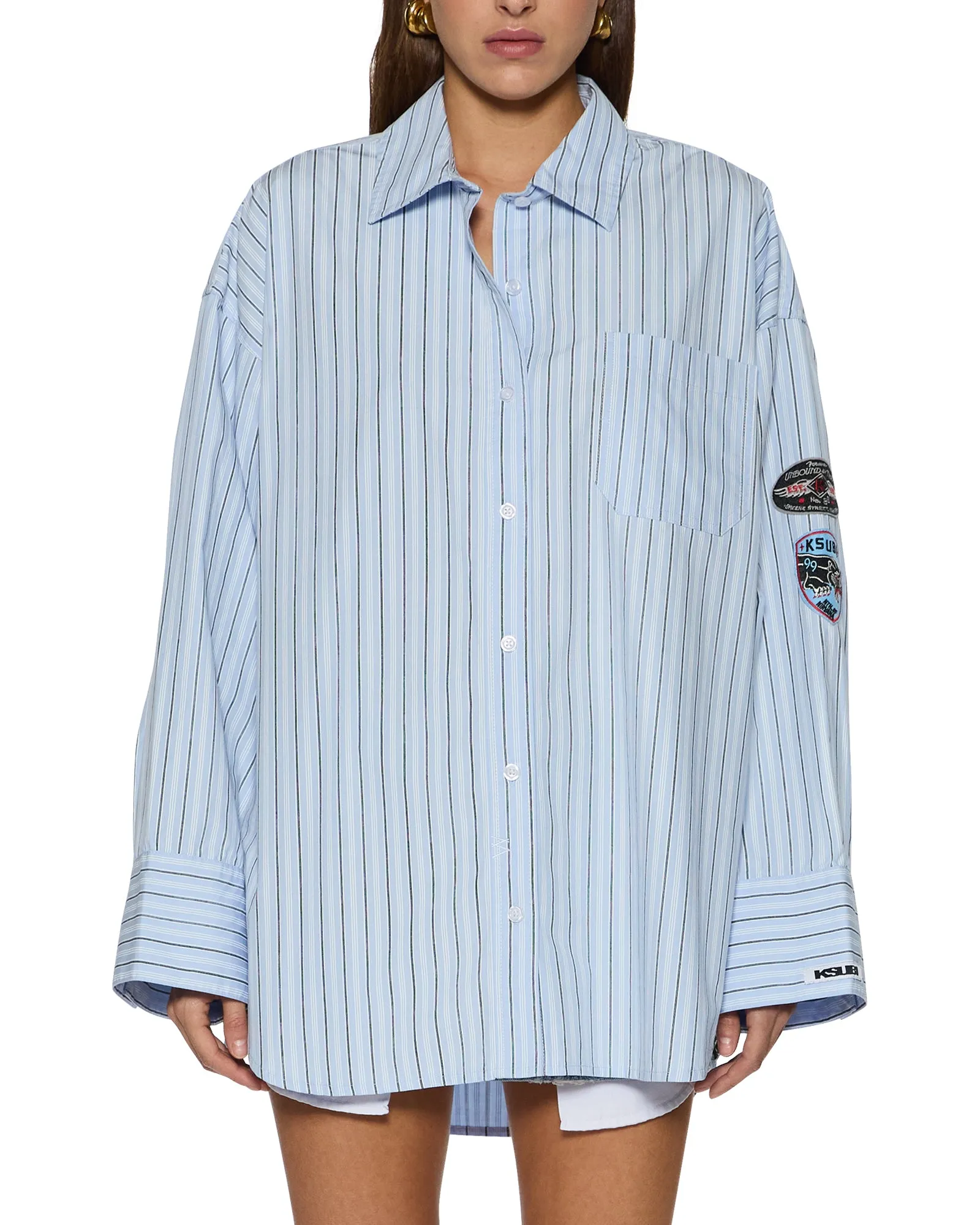 ASTRA LS SHIRT BLUE STRIPE BADGE sold by Ksubi product image thumbnail 3