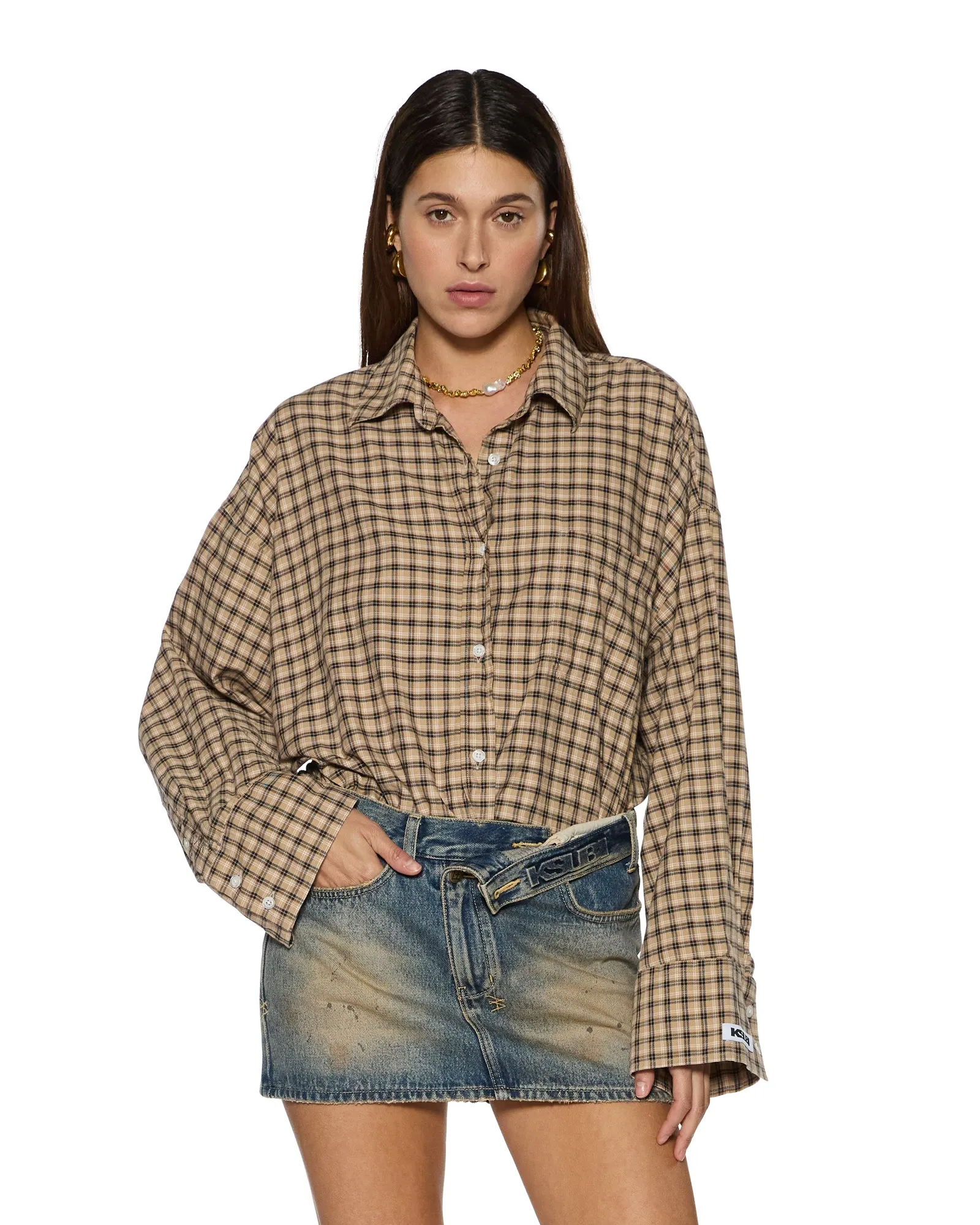 ASTRA LS SHIRT TAN PLAID sold by Ksubi product image thumbnail 2