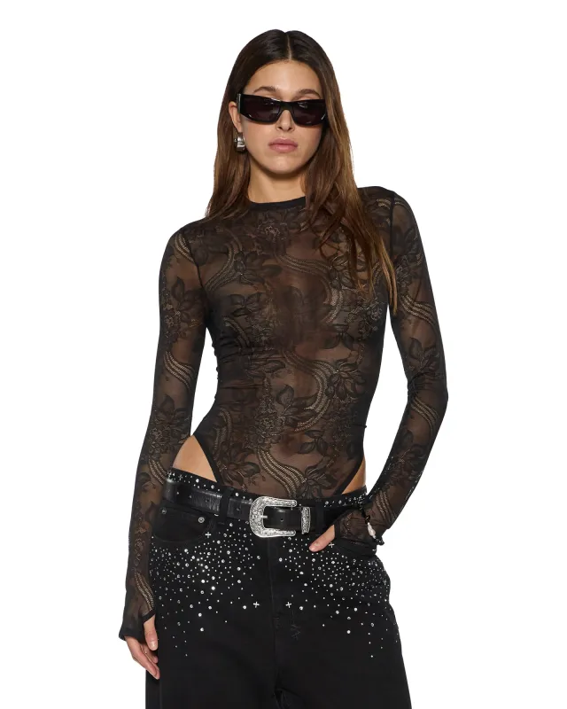 ADELE LS BODYSUIT BLACK LACE sold by Ksubi