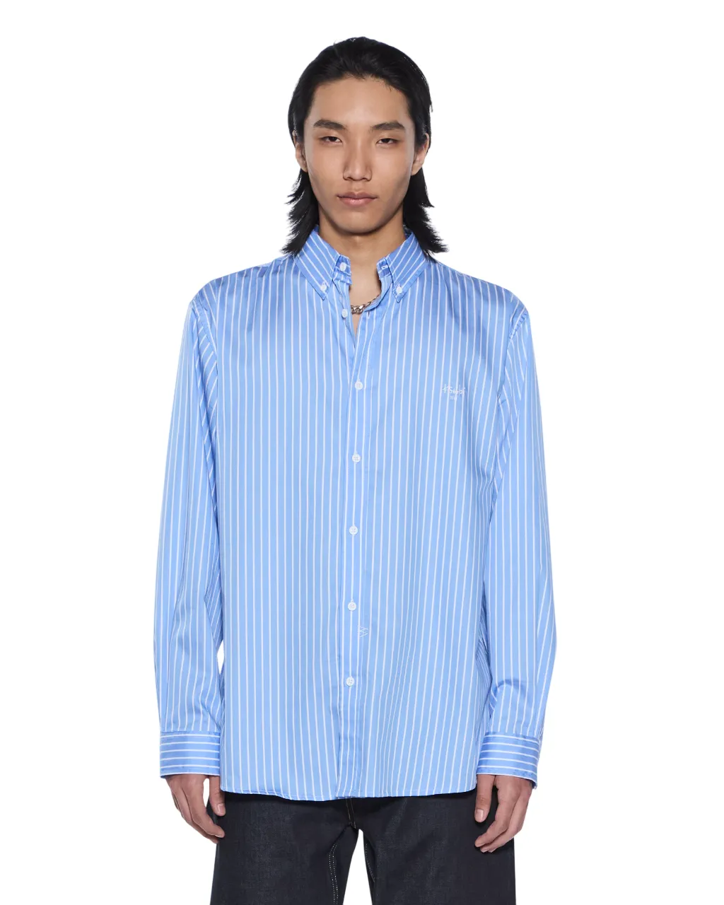 KADE LS SHIRT PIN BLUE sold by Ksubi