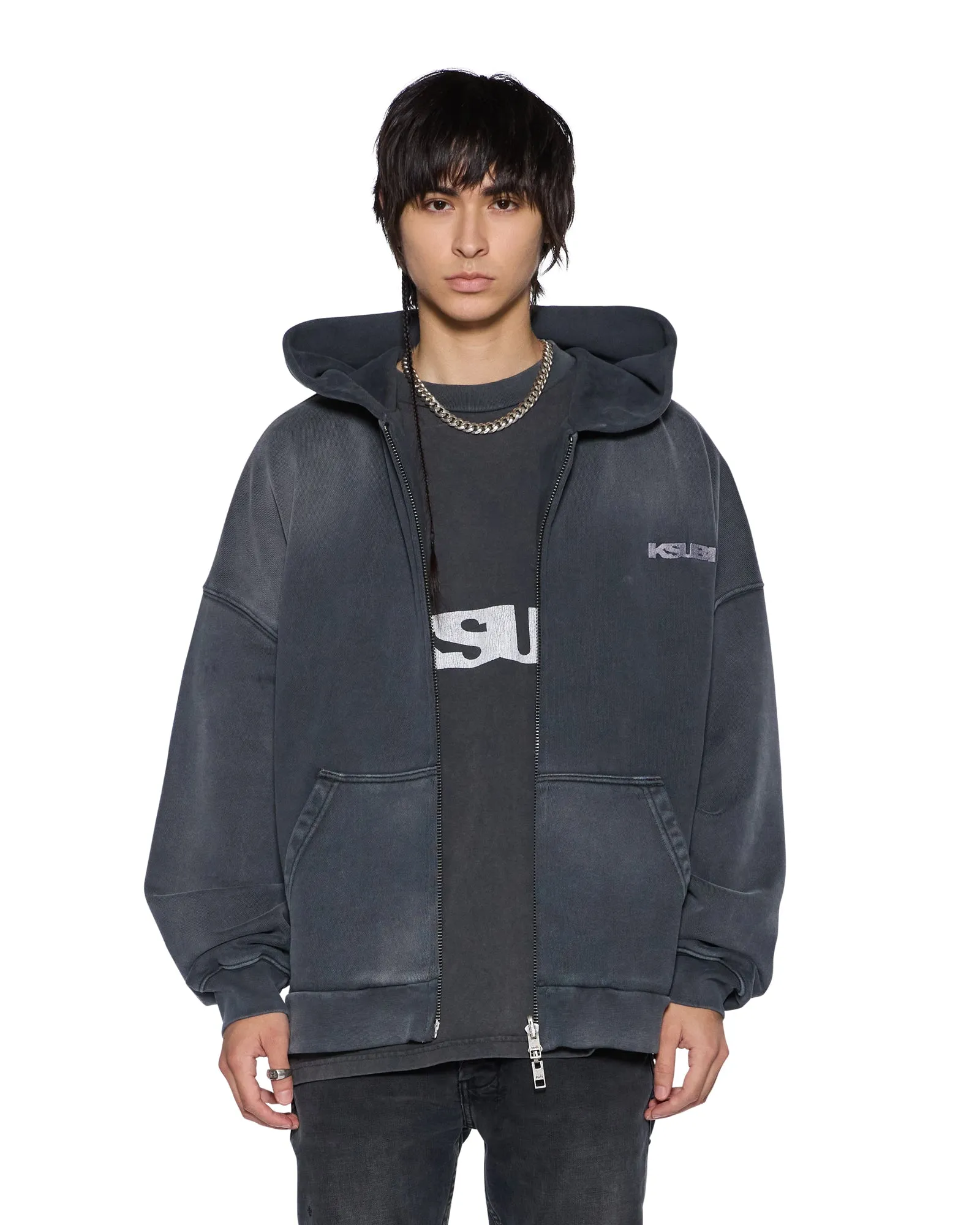 ACE EKCESS ZIP THRU HOODIE BLACK FADE sold by Ksubi product image thumbnail 4
