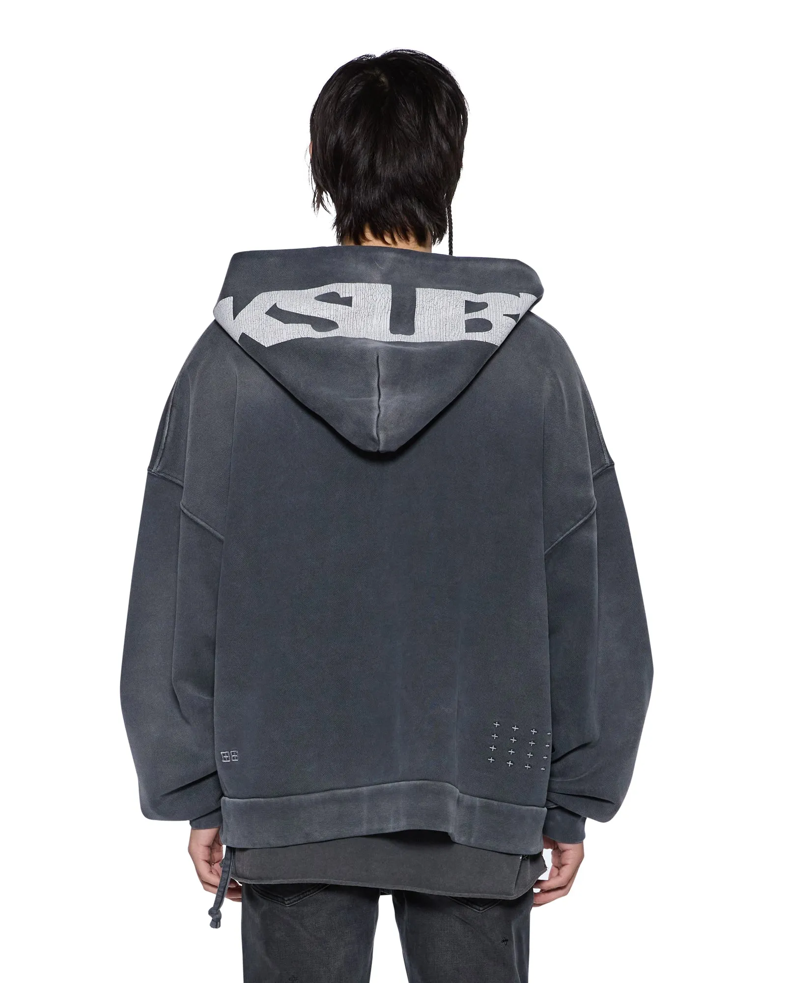 ACE EKCESS ZIP THRU HOODIE BLACK FADE sold by Ksubi