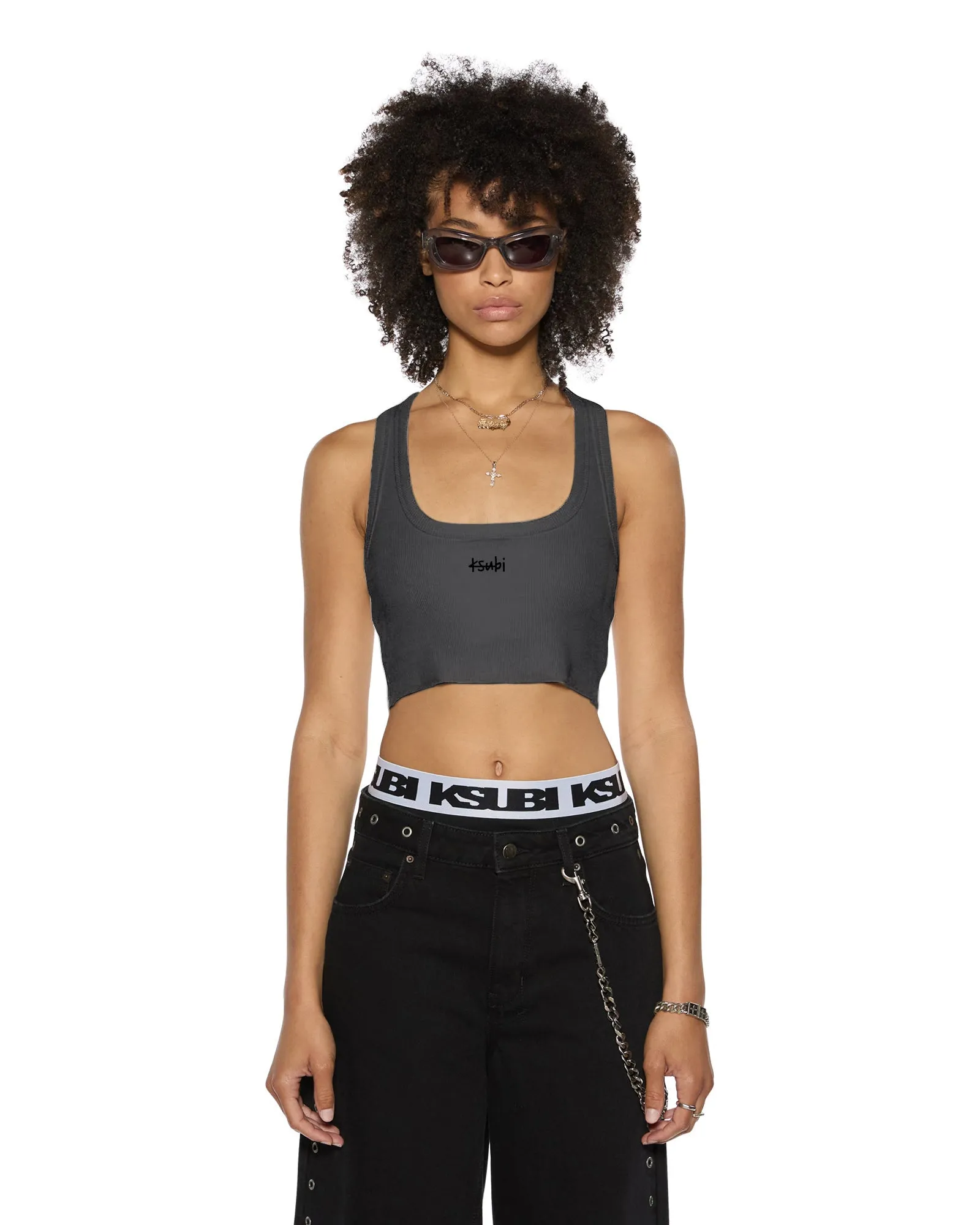 1999 ORIGIN CROPPED TANK CHARCOAL sold by Ksubi product image thumbnail 3