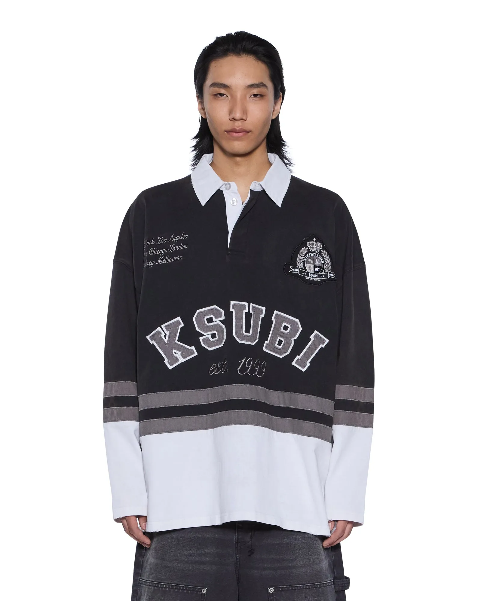 DUKE RUGBY LS JERSEY BLACK sold by Ksubi