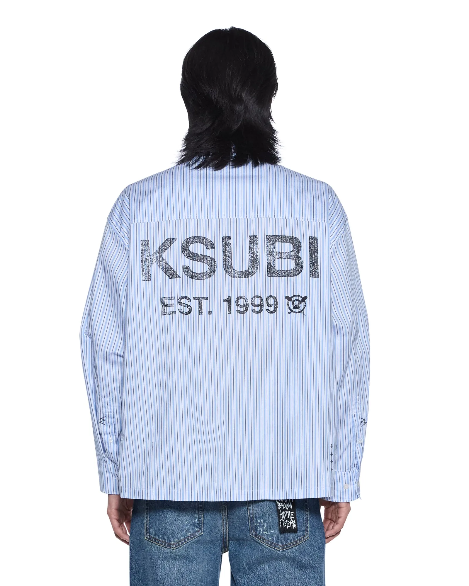 LANLEY LS SHIRT OCEAN STRIPE sold by Ksubi