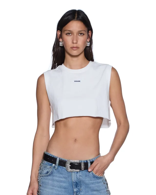 LABELS CROP TANK WHITE sold by Ksubi