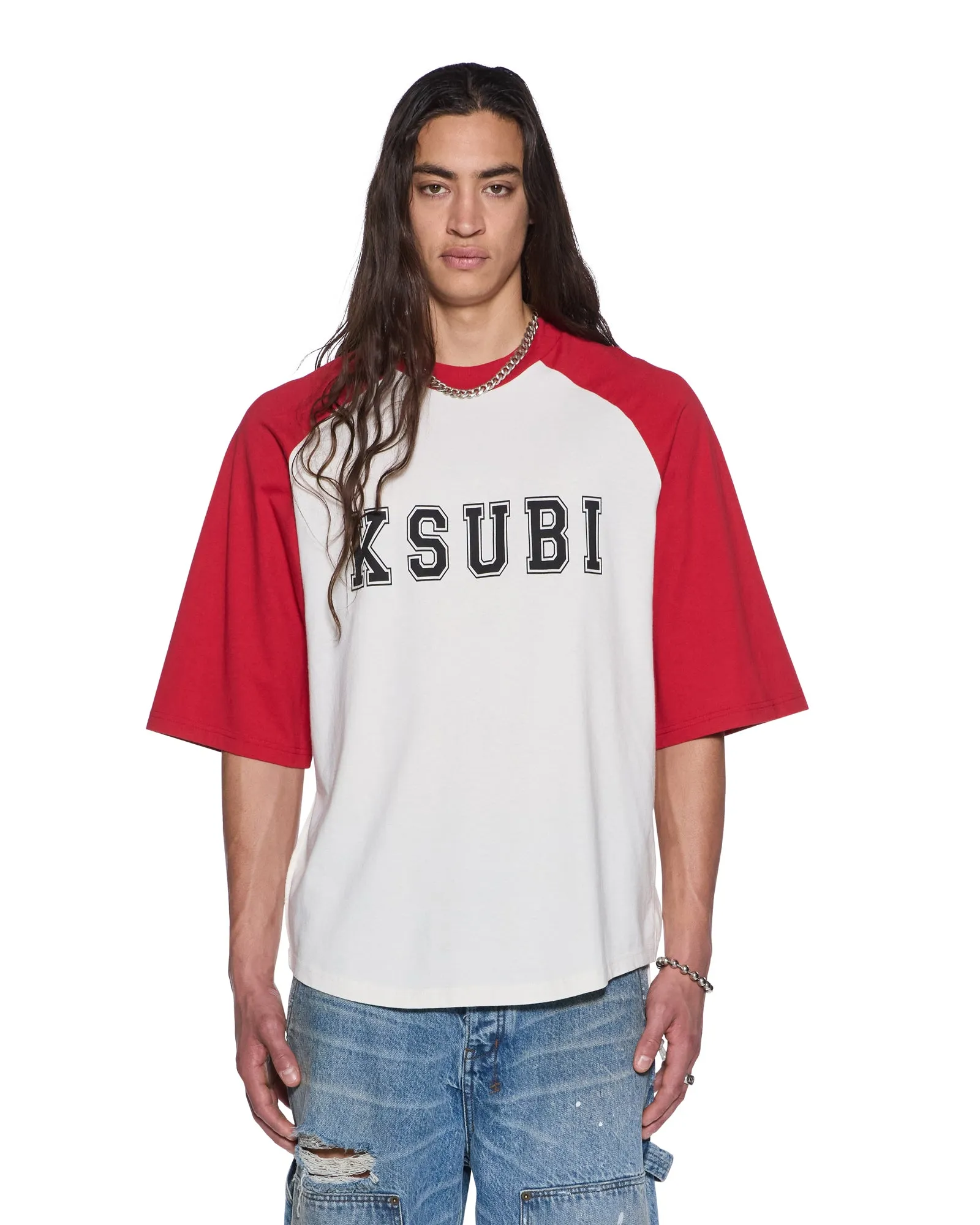 99 BIGGIE RAGLAN SS TEE RED sold by Ksubi