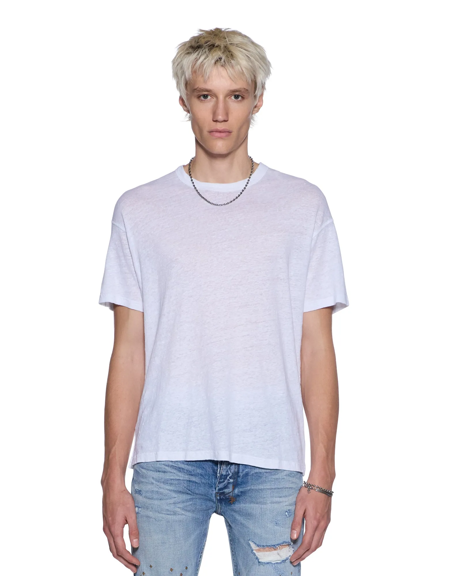 SID LINEN SS TEE WHITE sold by Ksubi