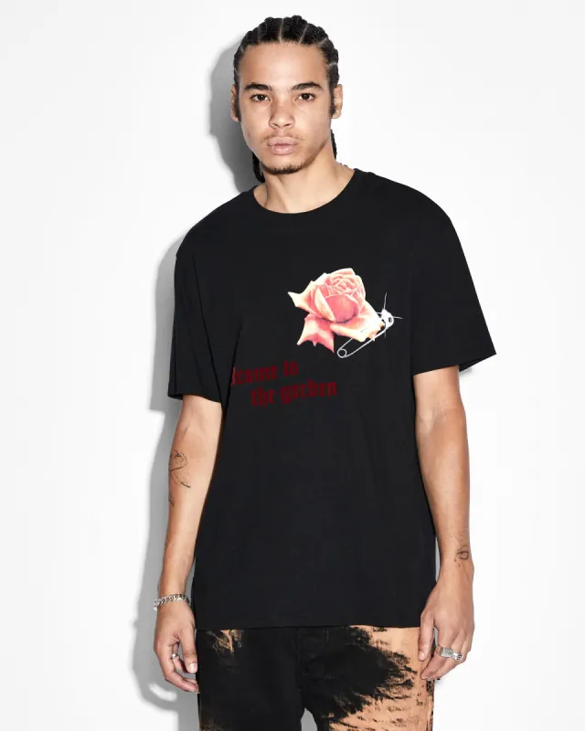 ROSE GARDEN KASH SS TEE JET BLACK sold by Ksubi