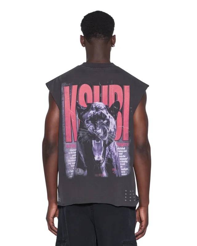 PANTHERA CUT OFF BIGGIE TEE ASH sold by Ksubi