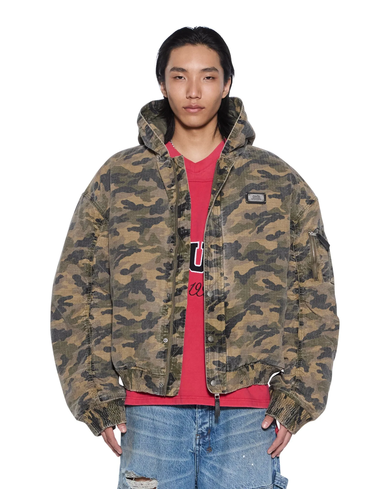 PLATED BOMBER JACKET CAMO sold by Ksubi