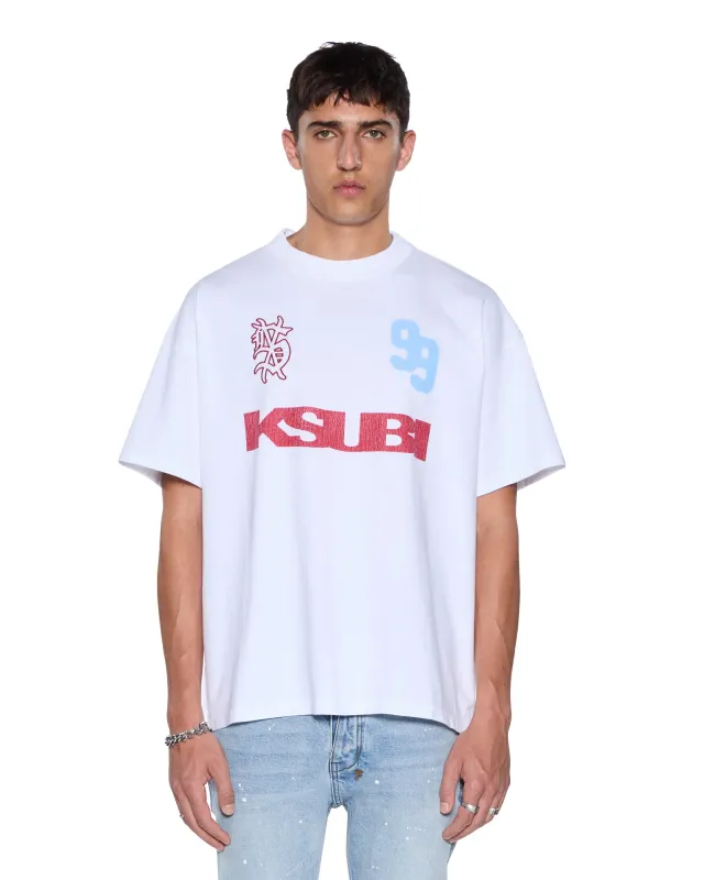 RUGGED EKCESS SS TEE WHITE/RED sold by Ksubi