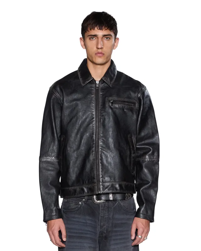 ELDORADO LEATHER JACKET BLACK sold by Ksubi