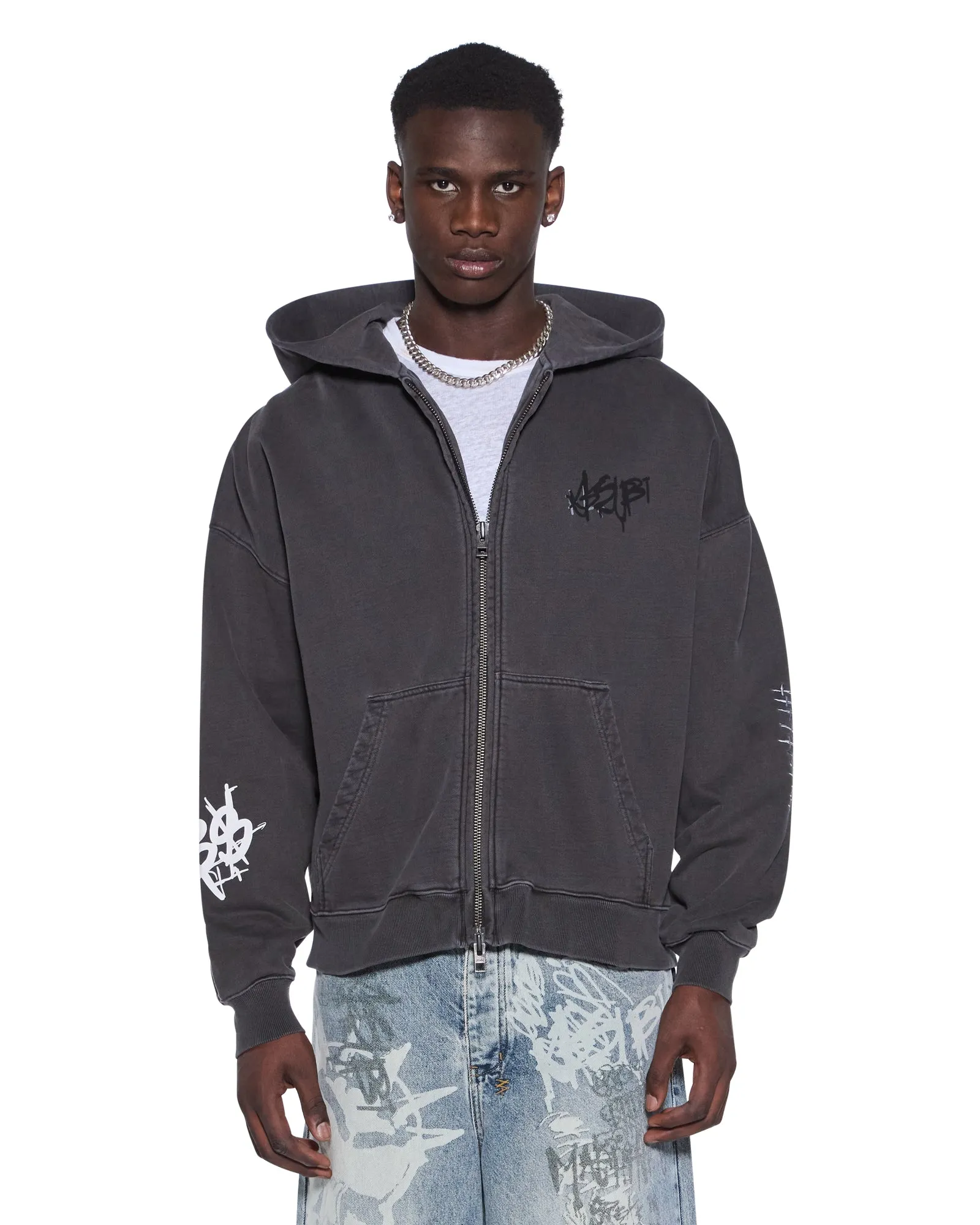 GRAFF EKCESS ZIP THRU HOODIE FADED BLACK sold by Ksubi product image thumbnail 3