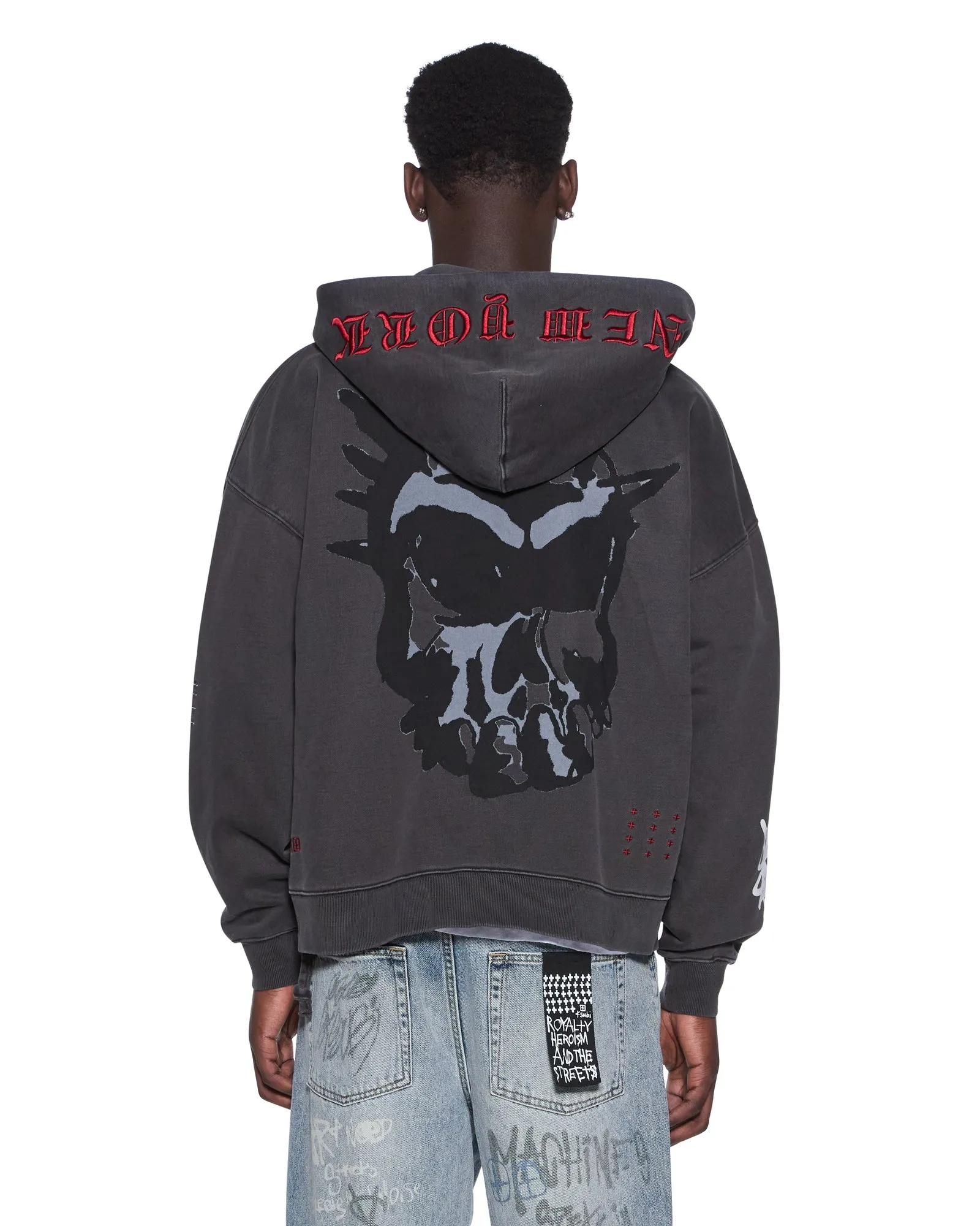 GRAFF EKCESS ZIP THRU HOODIE FADED BLACK sold by Ksubi