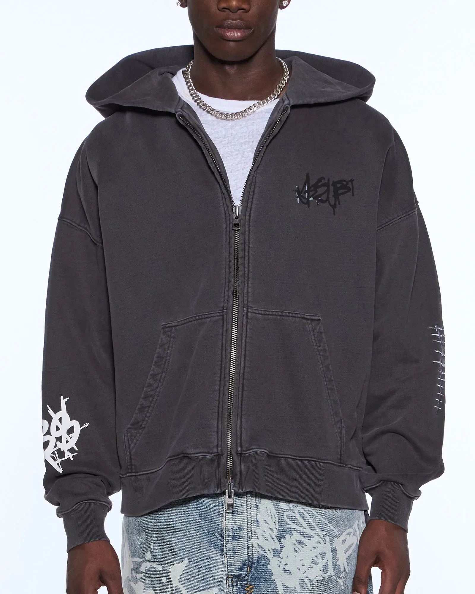 GRAFF EKCESS ZIP THRU HOODIE FADED BLACK sold by Ksubi product image thumbnail 5