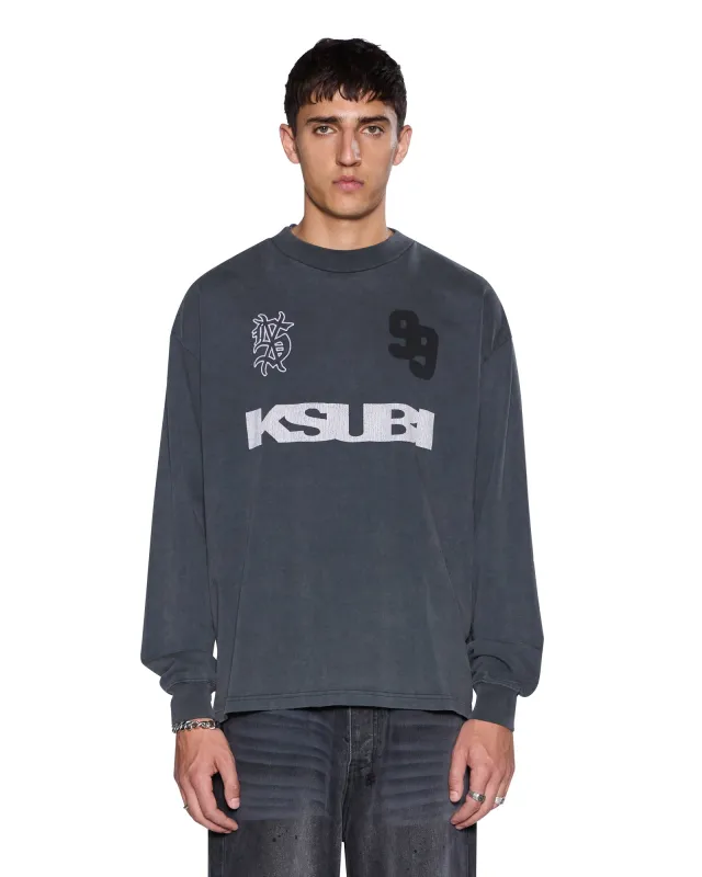 RUGGED EKCESS LS TEE BLASTED BLACK sold by Ksubi