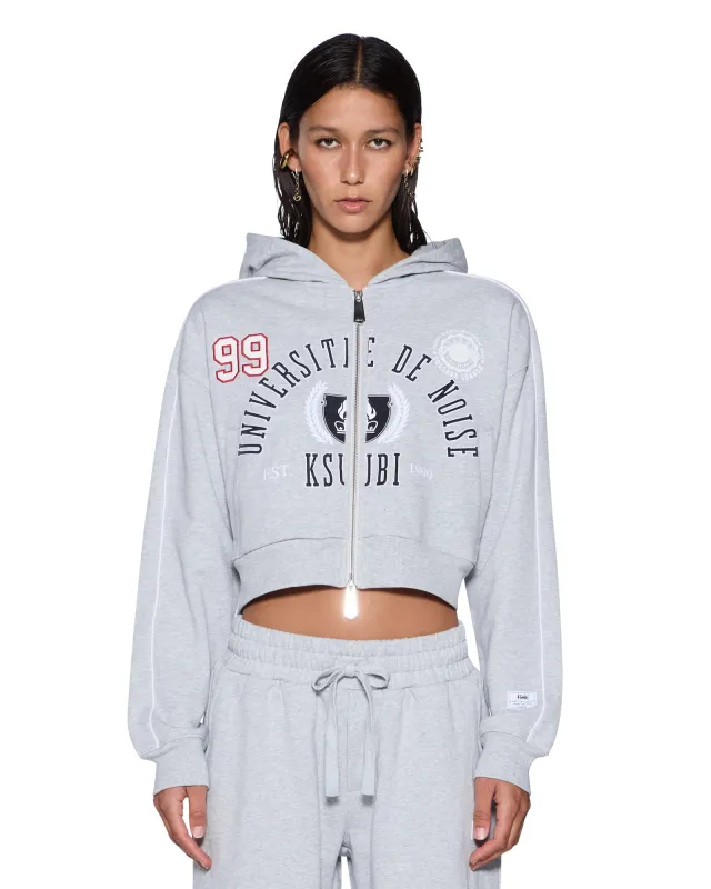 COLLEGE ORIGIN ZIP HOODIE GREY MARLE made by Ksubi