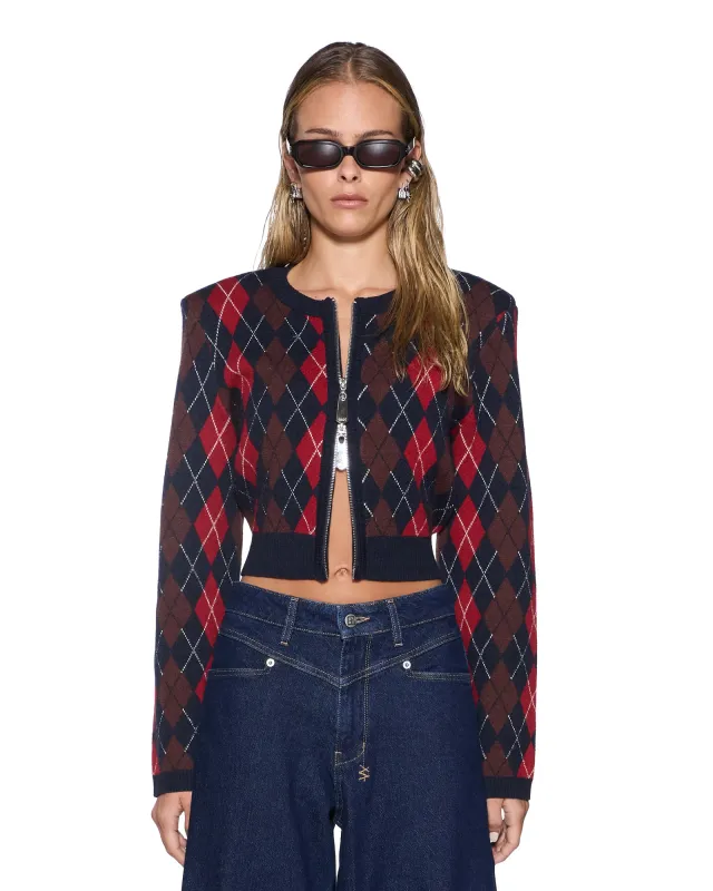 FABLE CARDI RED ARGYLE made by Ksubi