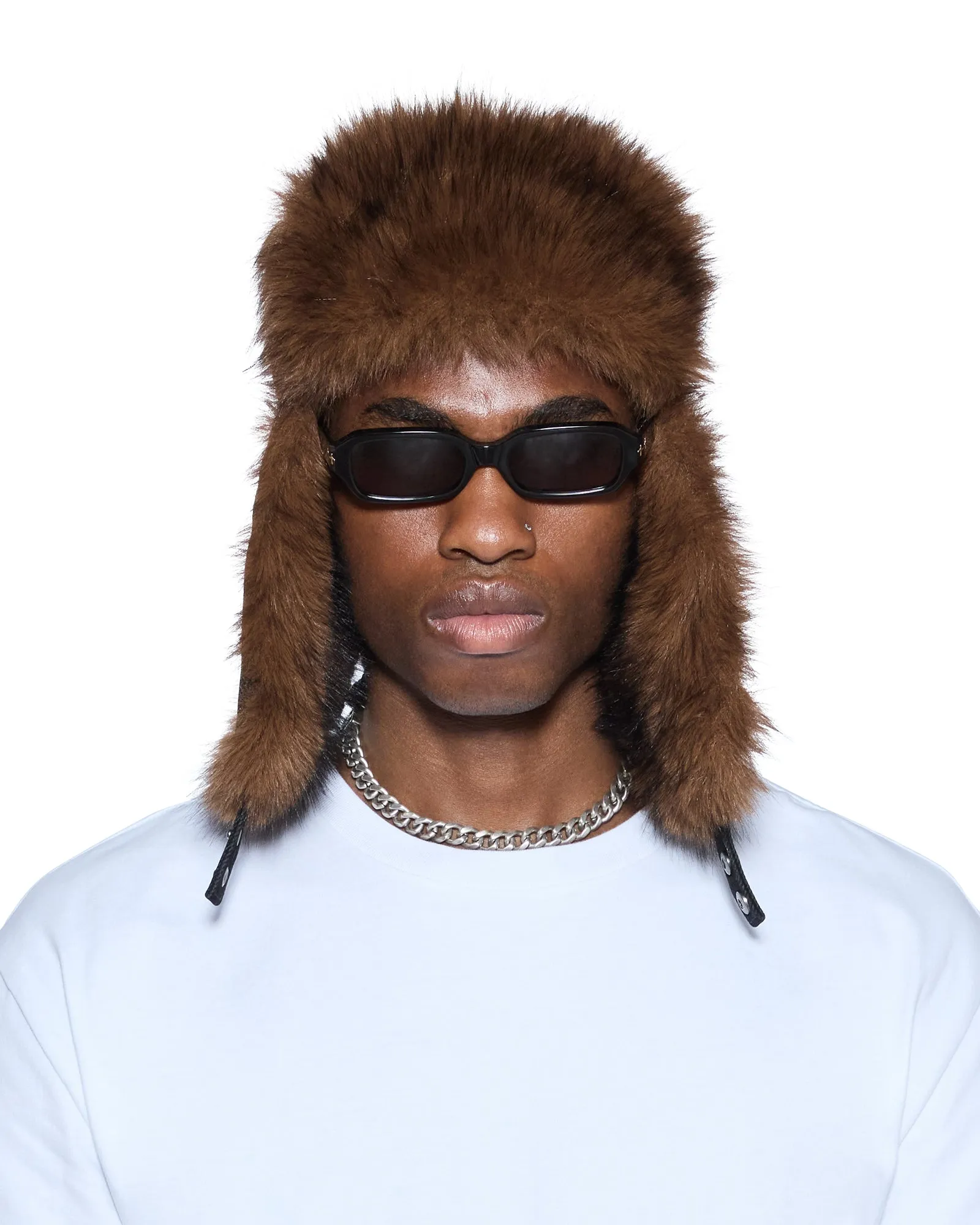 TRAPPER HAT FLOCKED BLACK sold by Ksubi