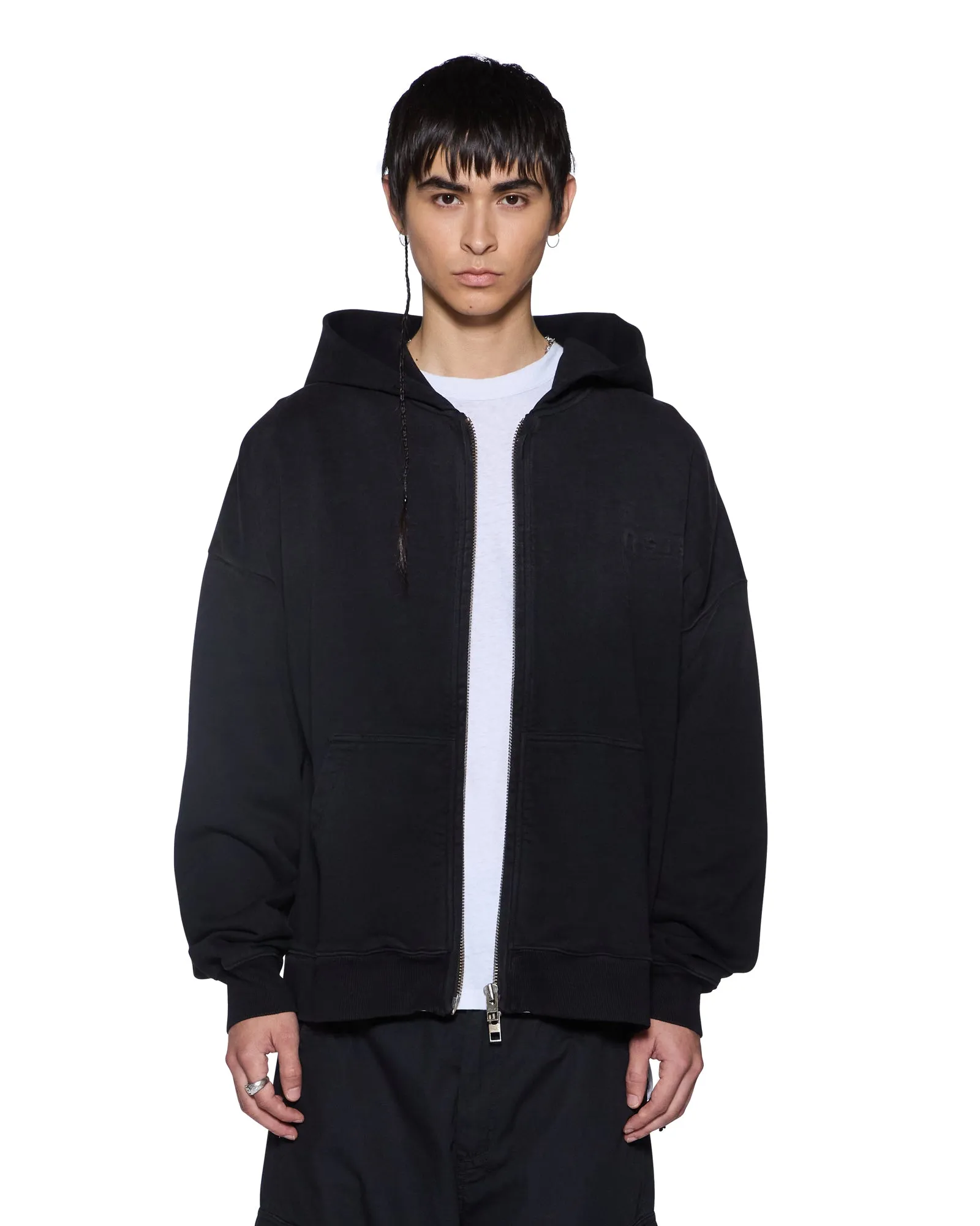 INTRUDER EKCESS ZIP HOODIE JET BLACK sold by Ksubi