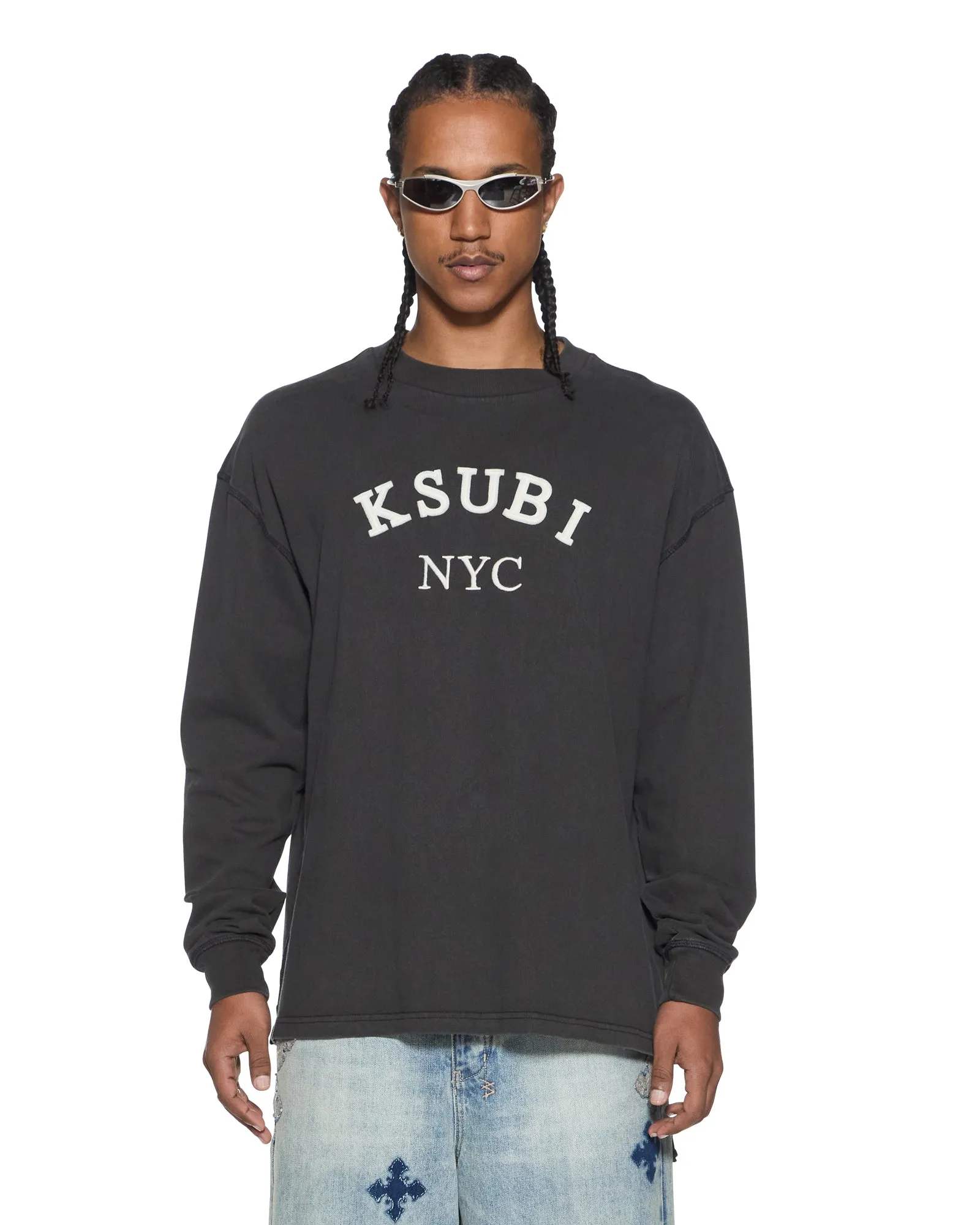 LAYBEL EKCESS LS TEE WASHED BLACK sold by Ksubi