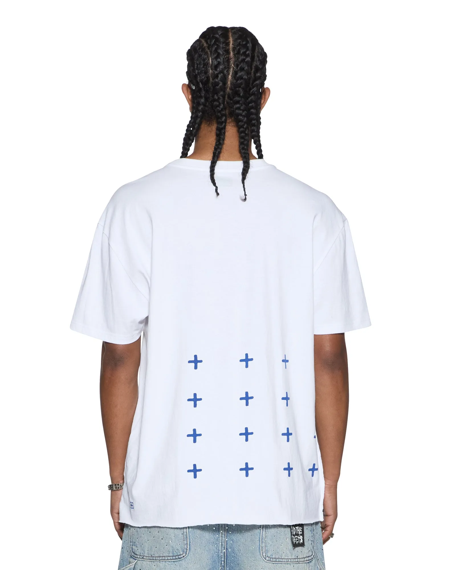 4X4 BIGGIE SS TEE TRU WHITE/BLUE sold by Ksubi