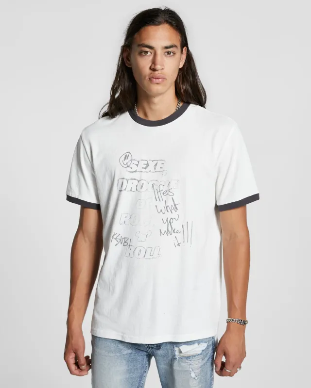 SEXE  KASH SS RINGER TEE WHITE sold by Ksubi