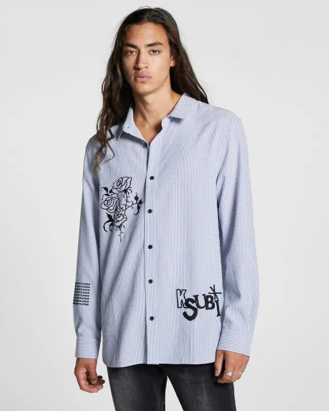 ROSE VOLTAGE LS SHIRT BLUE STR sold by Ksubi