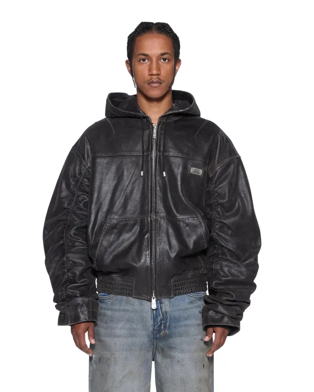 SLOUCHY LEATHER BOMBER JACKET AGED BROWN made by Ksubi