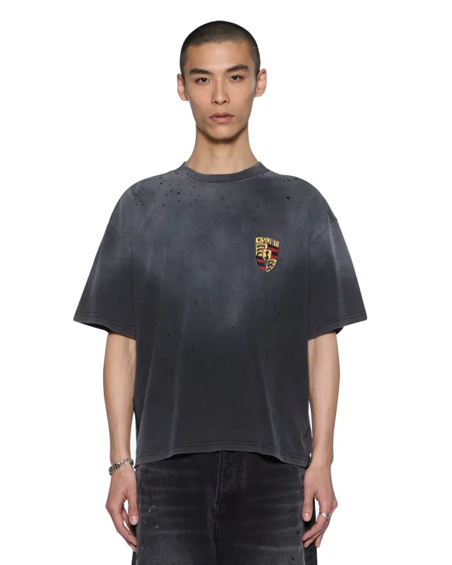 SHIELD HALEN SS TEE CHARCOAL FADE made by Ksubi