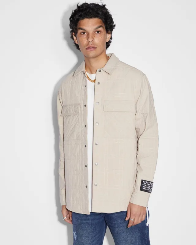 SOUTH QUILTED LS SHIRT CREAM sold by Ksubi