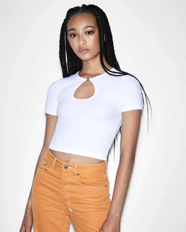 CHARMED KEYHOLE TEE WHITE sold by Ksubi