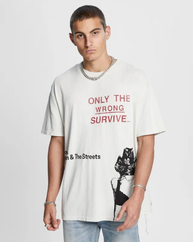 SURVIVE BIGGIE SS TEE CHALK sold by Ksubi
