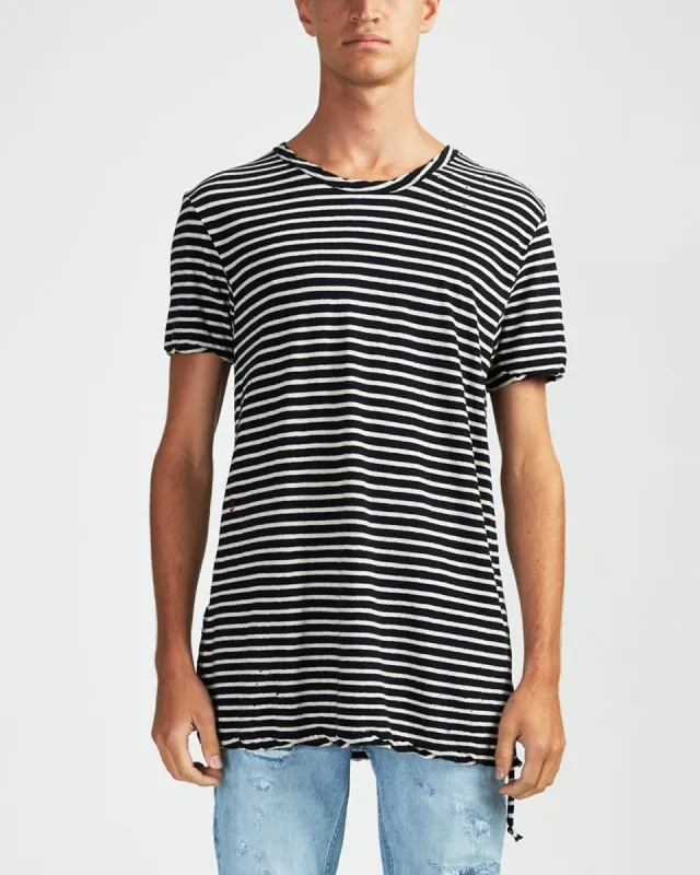 SINISTER SS TEE B&W STRIPE sold by Ksubi