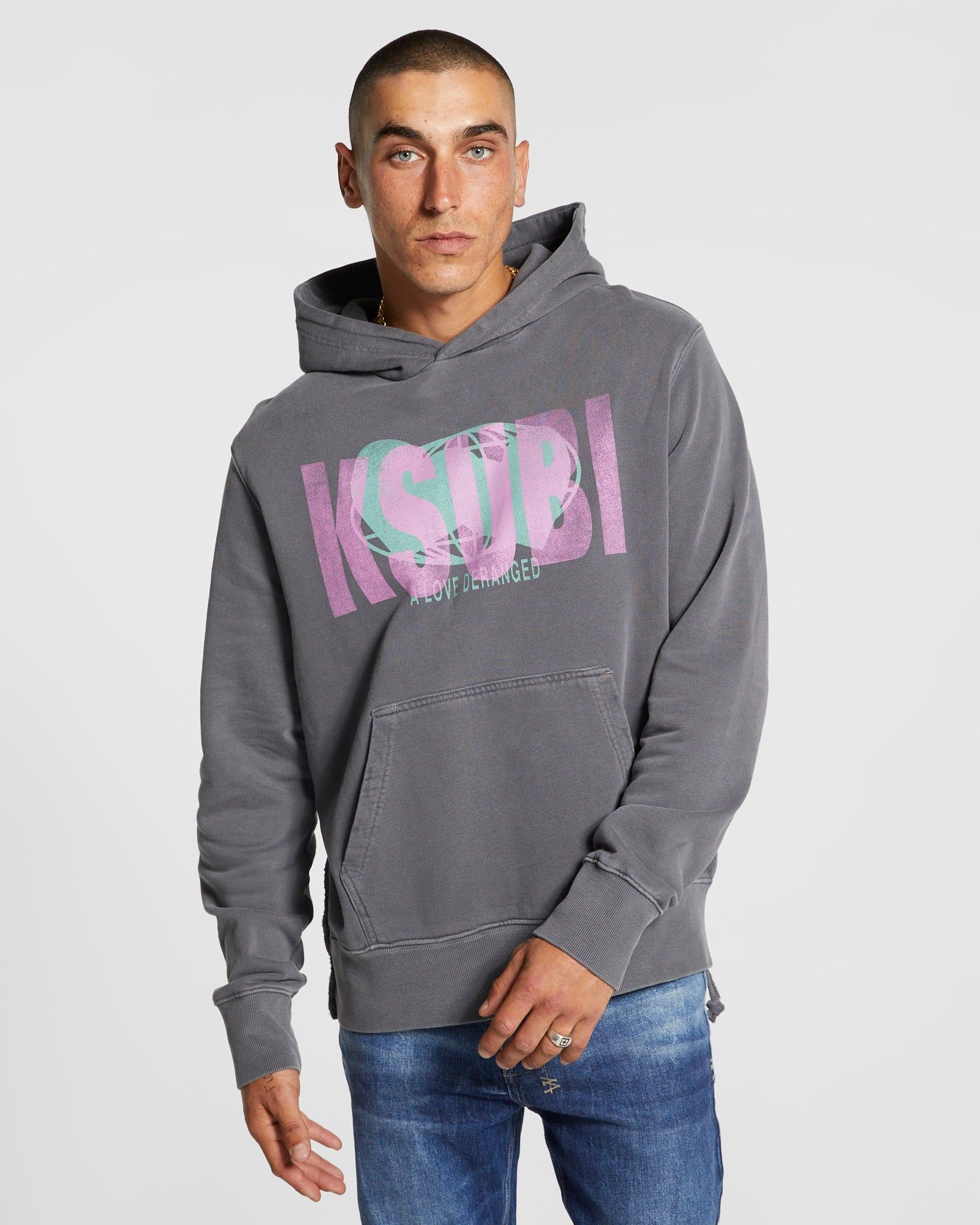 DERANGED KASH HOODIE CHARCOAL sold by Ksubi